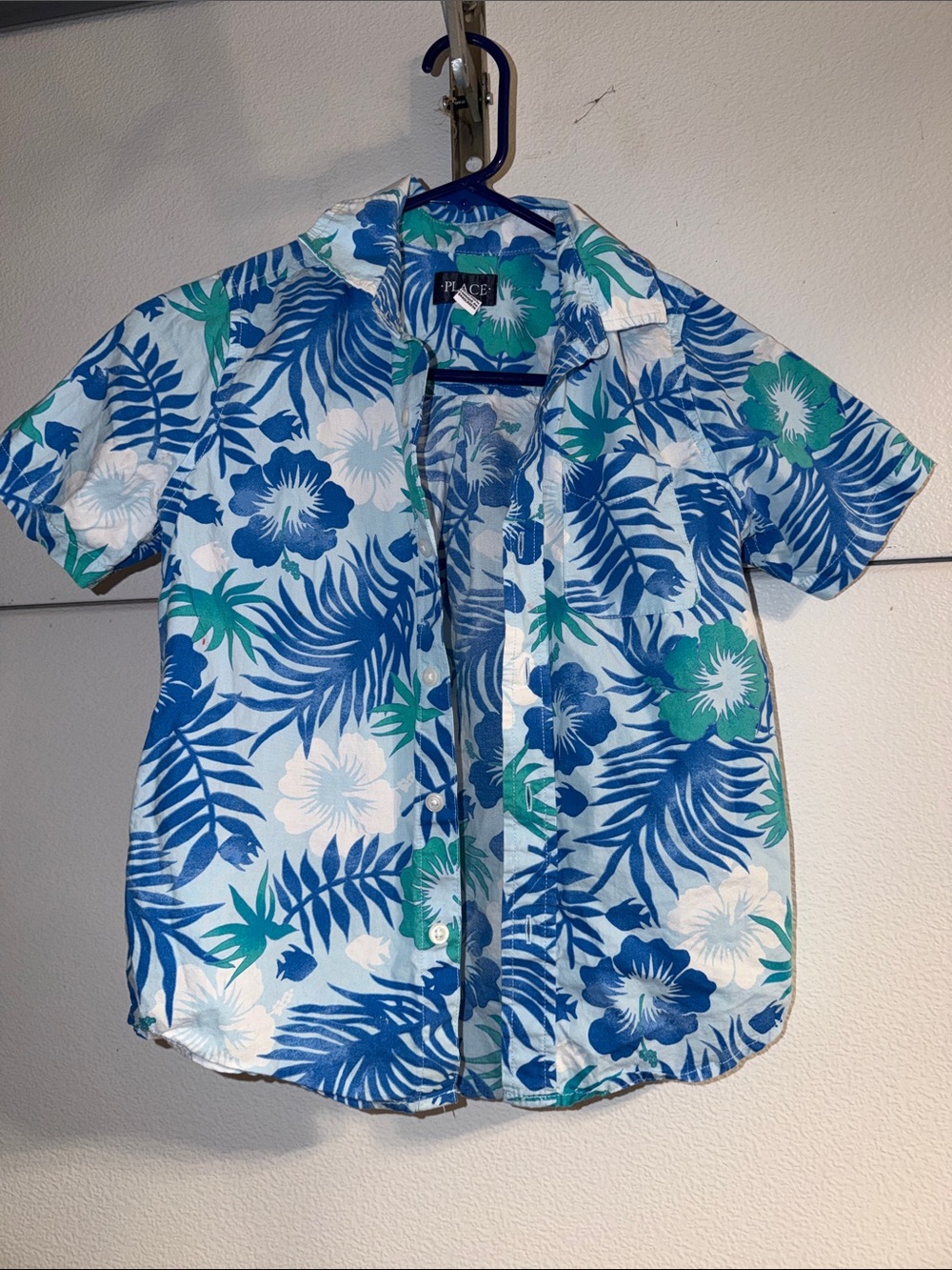 The Children's Place Blue & Teal Hawaiian Button-Down Shirt